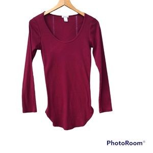 Bozzolo Shirt Ribbed Burgundy Long Sleeve Sz. Large